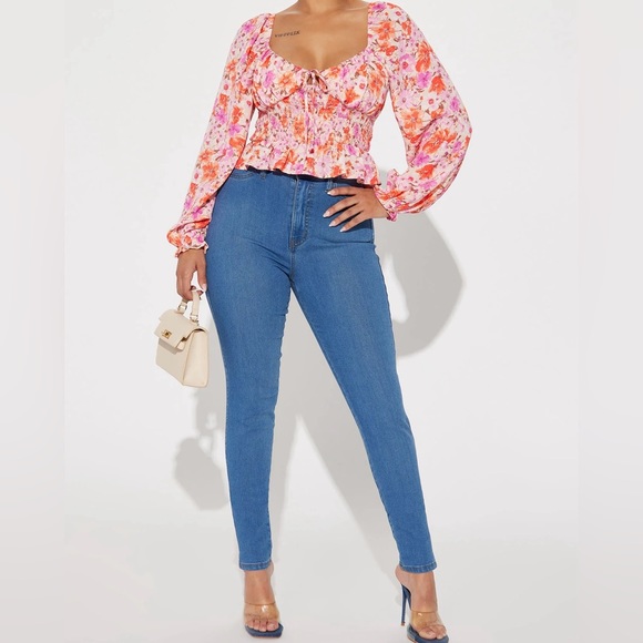 Blossoms Floral Top-Pink/Combo - Picture 2 of 3